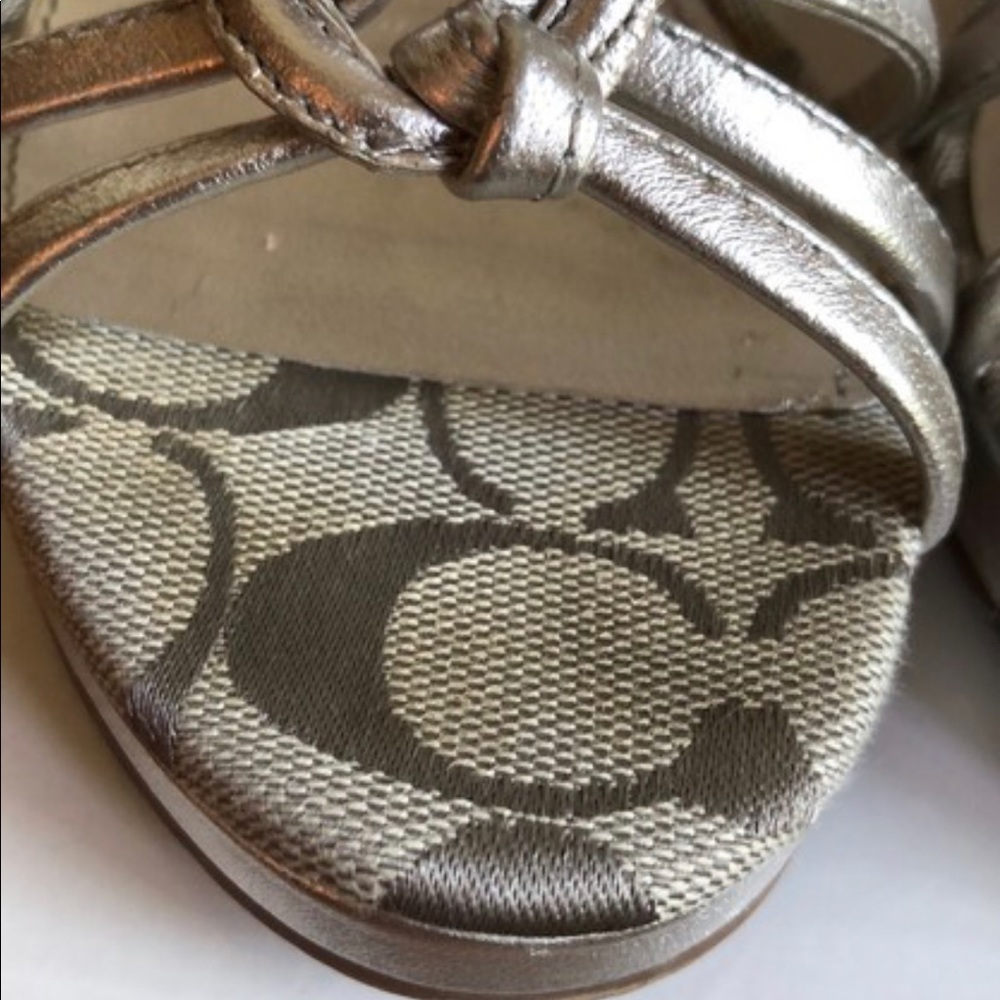 Coach Metallic Silver Joslin Kid Wedges - Picture 5 of 11